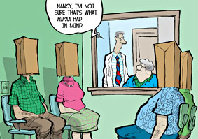 Cartoon: Nancy, I'm not sure that's what HIPAA had in mind.